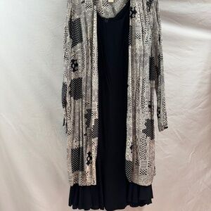 Women's Petite - Black dress with black & white jacket